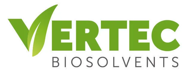 Vertec_logo_cmyk+small-1920w - Shrieve Vertec Biosolvents logo featuring a green wordmark with a leaf-shaped V and gray 'BIOSOLVENTS' text beneath